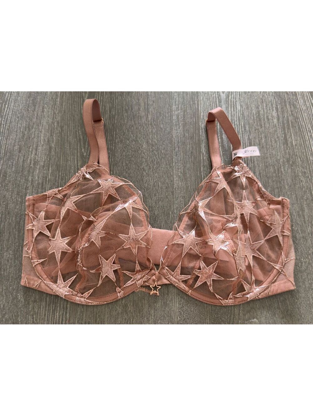 Victoria's Secret Very Sexy Rose Gold Unlined Demi Star Embroidery Bra 36DDD